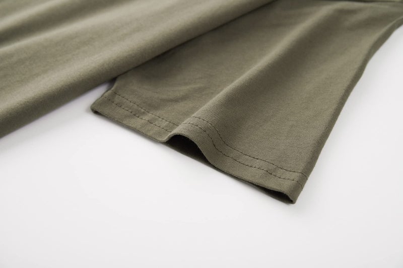 KLIEGOU Mens 100% Cotton Hipster Hip Hop Longline Crewneck T-Shirt (Large, 66 Army Green) - Image 5